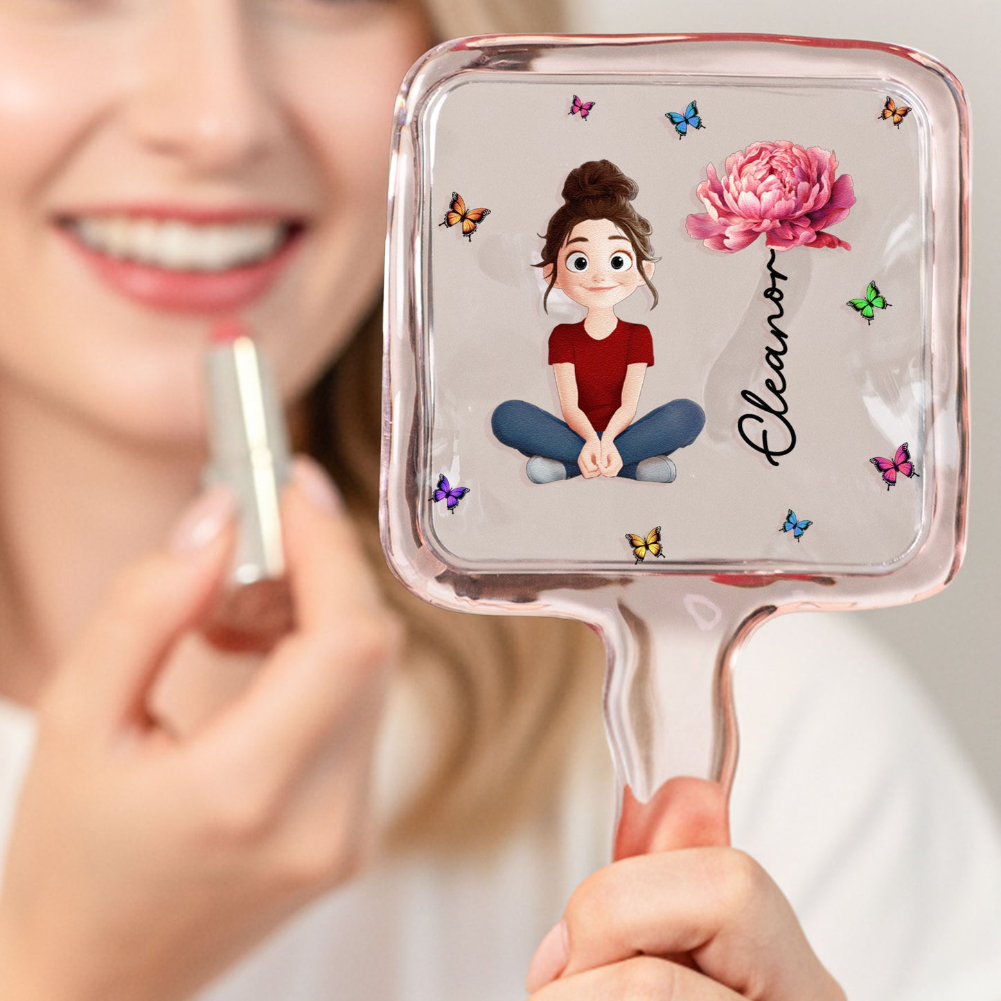 Birth Flower Girl - Personalized Handheld Mirror