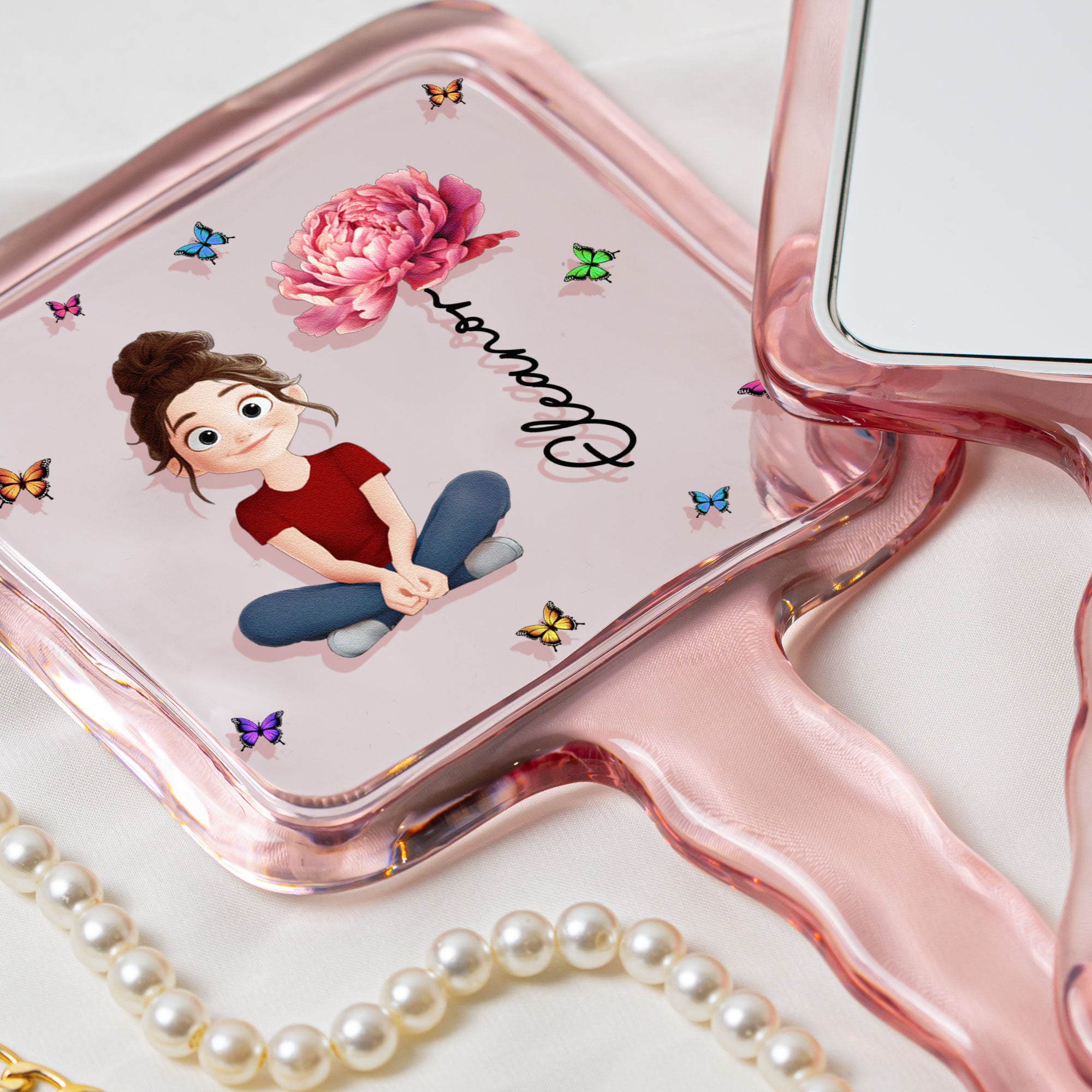 Birth Flower Girl - Personalized Handheld Mirror