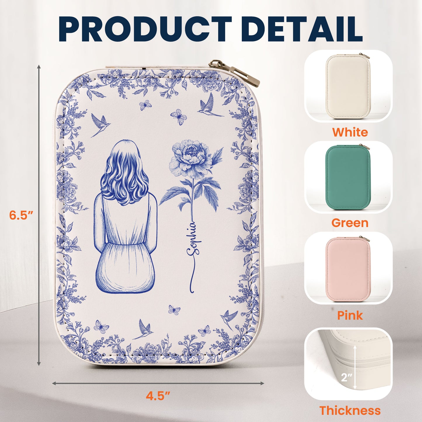 Birth Flower Girl Toile - Custom Makeup Box With LED Mirror