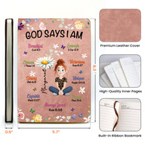 Birth Flower God Says I Am - Personalized Leather Journal