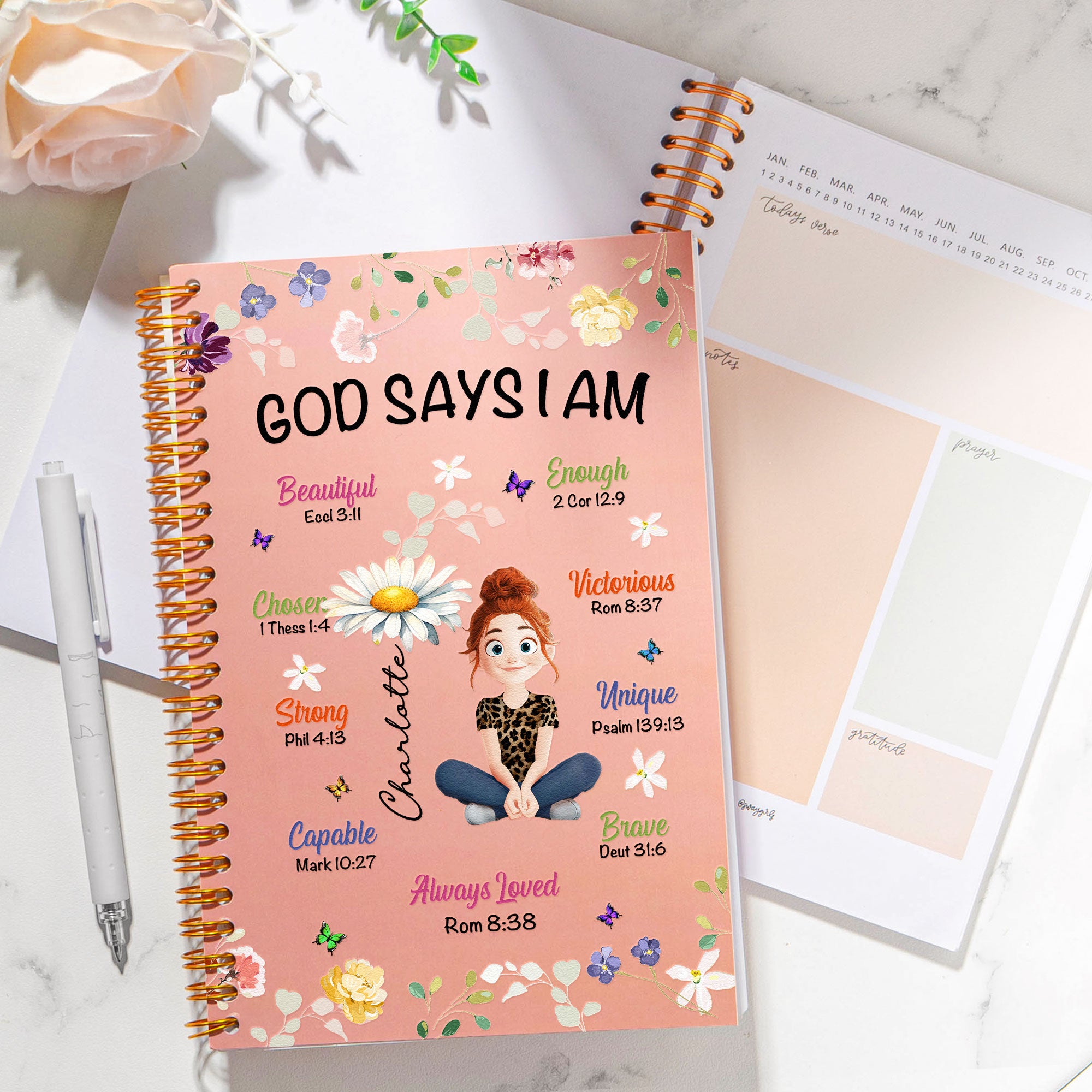 Birth Flower God Says I Am - Personalized Prayer Journal