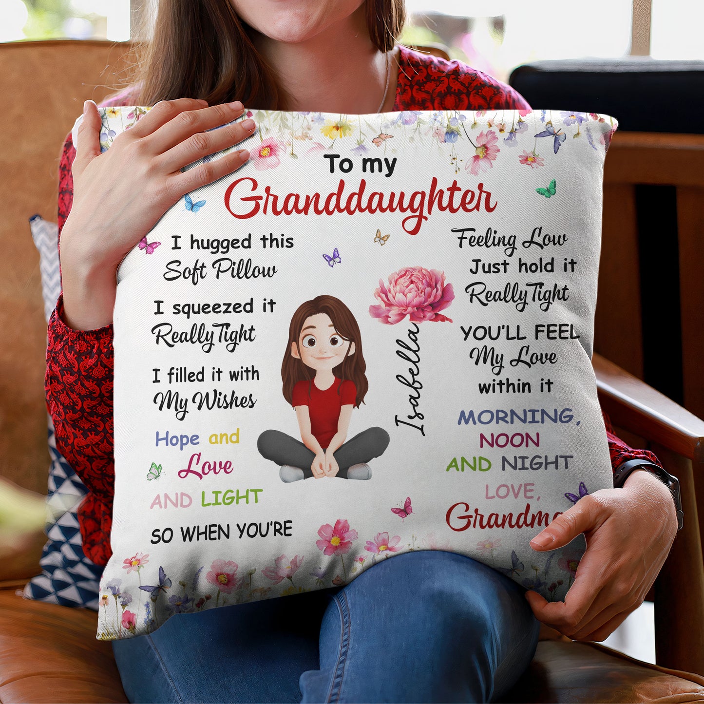 Birth Flower Kid Hug This - Personalized Pillow (Insert Included)