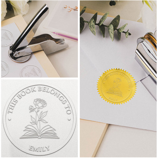 Birth Flower - Personalized Book Embosser Stamp