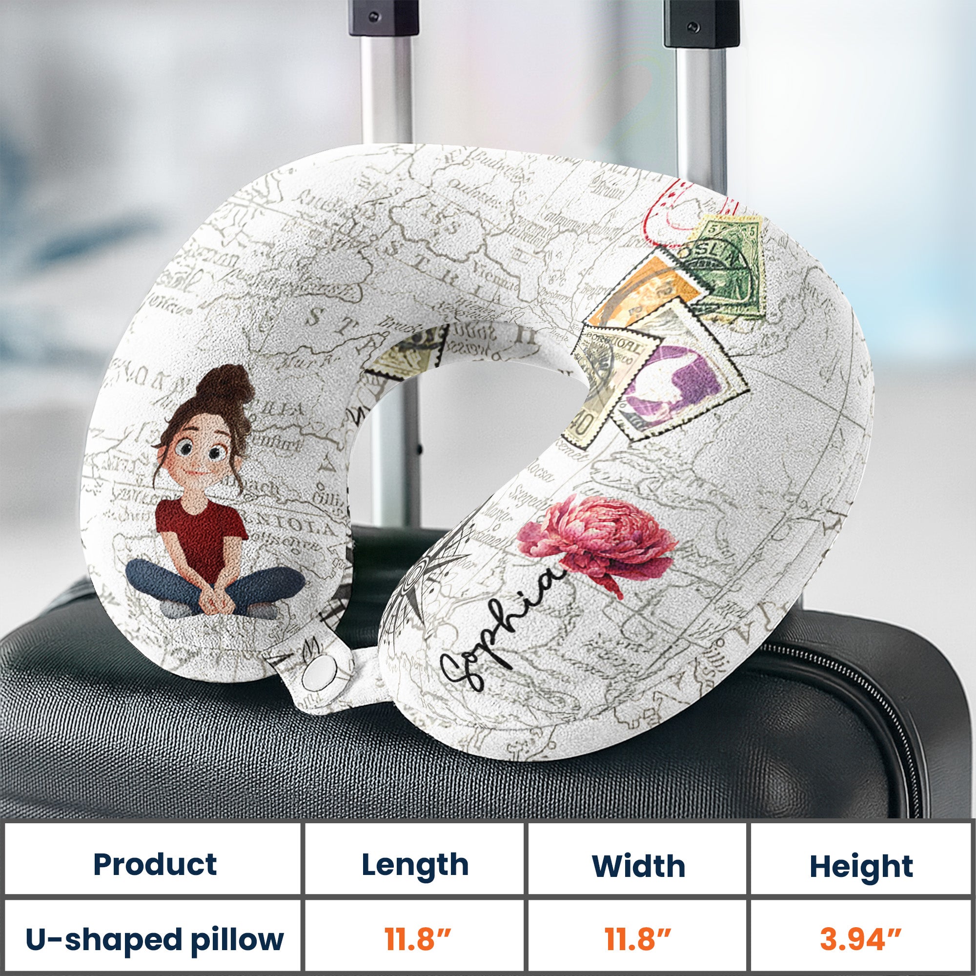 Birth Flower Self Gift - Personalized U-Shaped Travel Neck Pillow