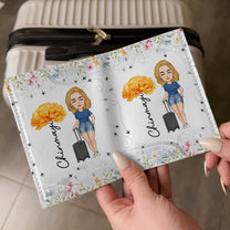 Birth Flower Travel Lovers - Personalized Passport Cover And Luggage Tag Travel Set