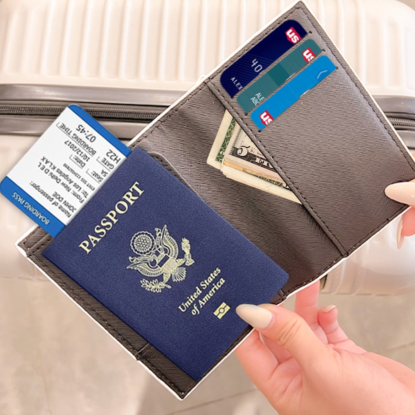 Birth Flower Travel Lovers - Personalized Passport Cover And Luggage Tag Travel Set