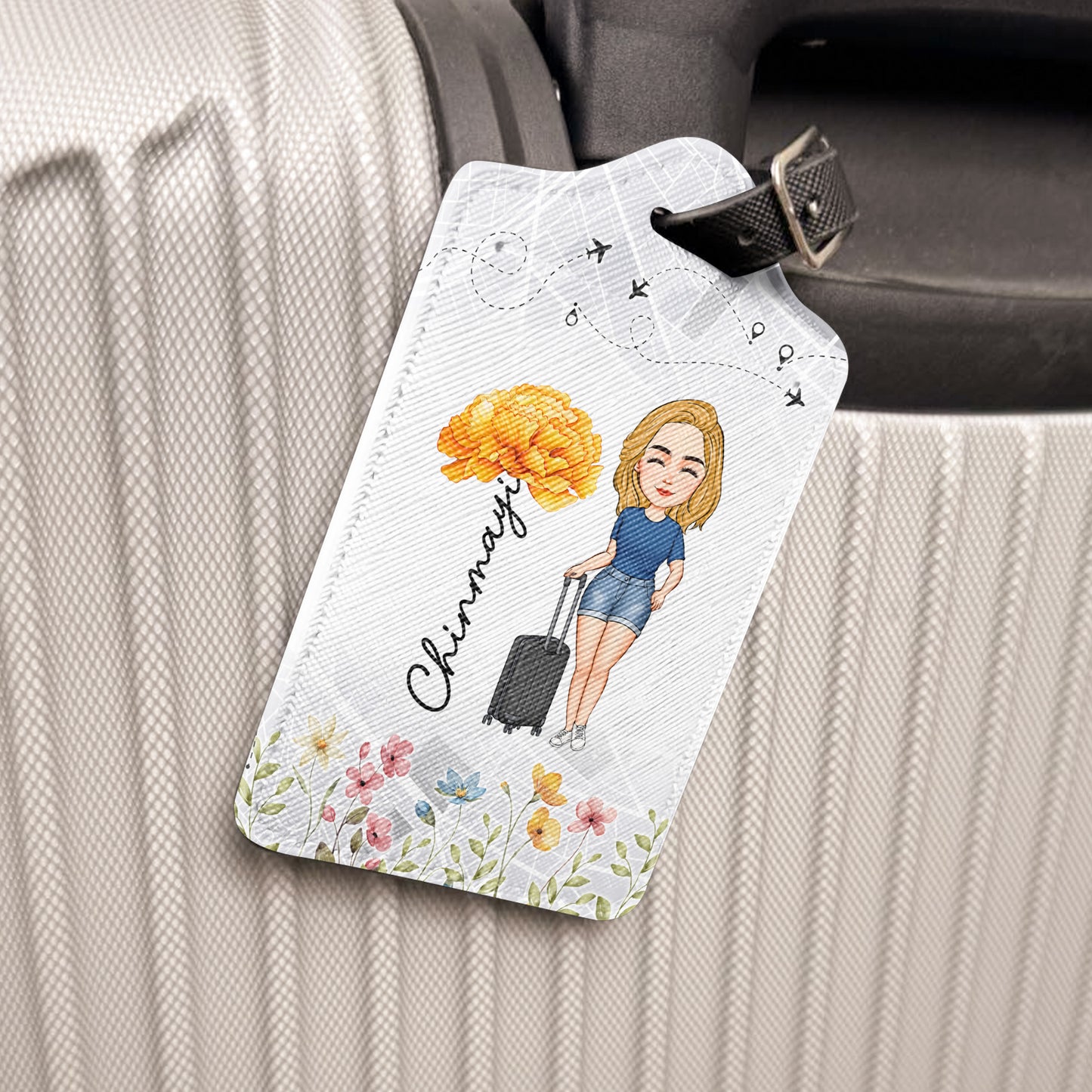 Birth Flower Travel Lovers - Personalized Passport Cover And Luggage Tag Travel Set