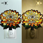 Birth Flower With Name - Personalized Wood And Acrylic Night Light