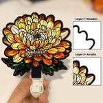 Birth Flower With Name - Personalized Wood And Acrylic Night Light