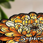 Birth Flower With Name - Personalized Wood And Acrylic Night Light