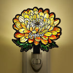 Birth Flower With Name - Personalized Wood And Acrylic Night Light