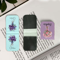 Birth Flower, Book Girls, Book Lovers - Personalized Leather Magnetic Bookmark