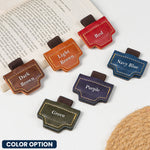 Birth Flower, Book Lovers, Readers - Personalized Engraved Leather Magnetic Bookmark With Pen Clip