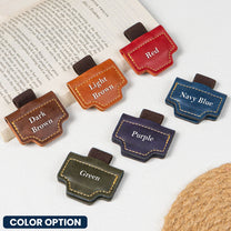 Birth Flower, Book Lovers, Readers - Personalized Engraved Leather Magnetic Bookmark With Pen Clip