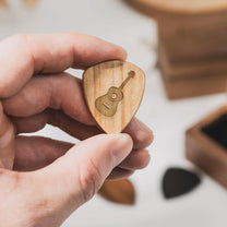 Birth Flower, Guitar Lover - Personalized Wooden Guitar Pick Box