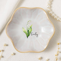 Birth Month Flower Gift For Her - Personalized Jewelry Dish