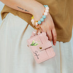 Birth Month Flower Gift For Her - Personalized Keychain Wristlet Leather Wallet