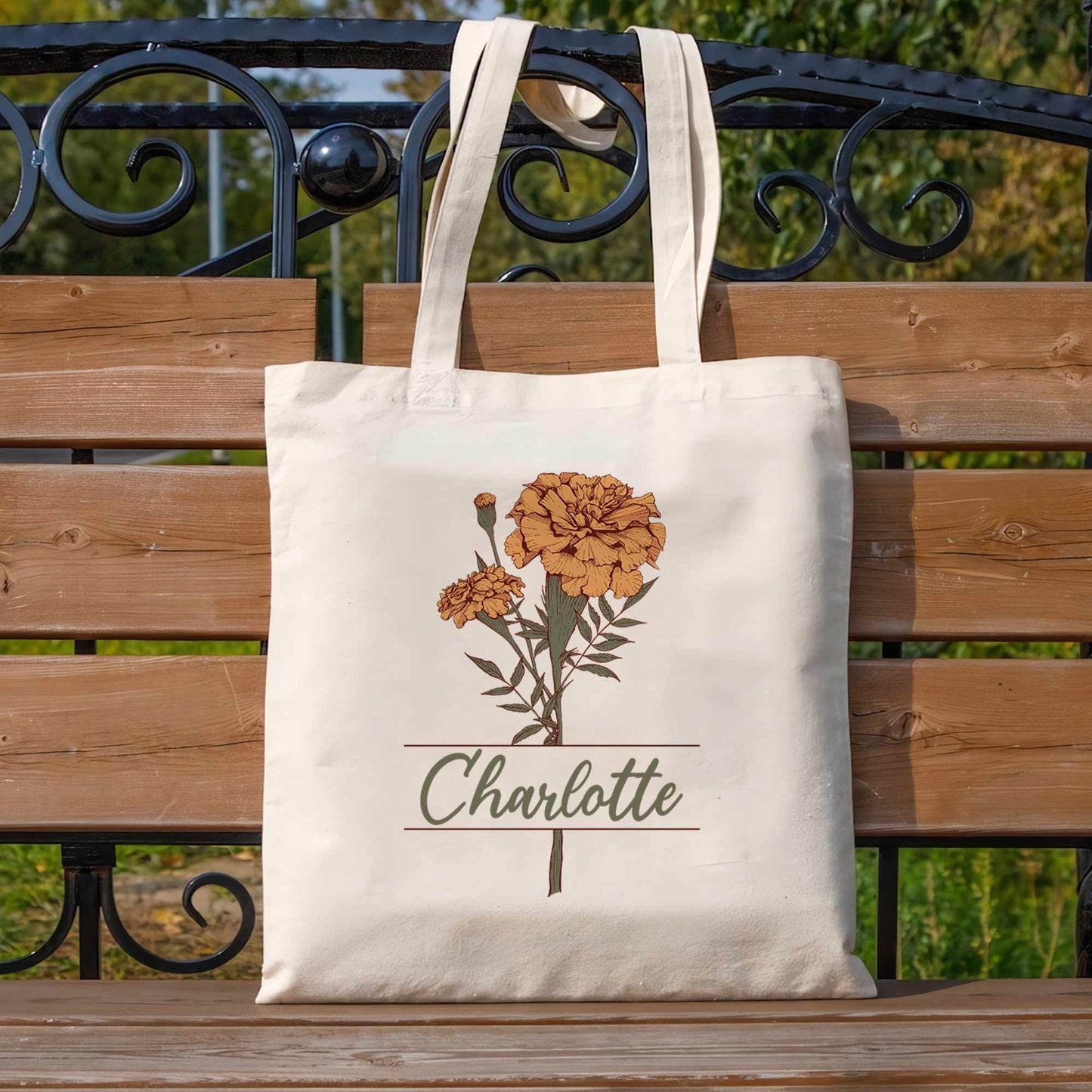 Birth Month Flower - Personalized Tote Bag
