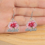 Birth Month Flower Stained Glass Effect Custom Name - Personalized Acrylic Earrings