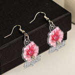 Birth Month Flower Stained Glass Effect Custom Name - Personalized Acrylic Earrings