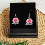 Birth Month Flower Stained Glass Effect Custom Name - Personalized Acrylic Earrings