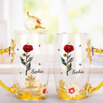 Birth Month Flower Stained Glass Version - Personalized Enamel Flower Tea Cup