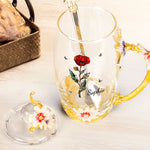 Birth Month Flower Stained Glass Version - Personalized Enamel Flower Tea Cup