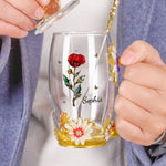 Birth Month Flower Stained Glass Version - Personalized Enamel Flower Tea Cup