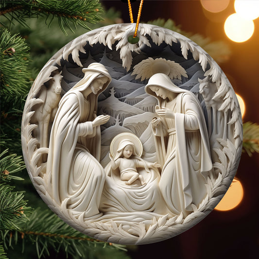 Birth Of Jesus - Personalized Ceramic Ornament