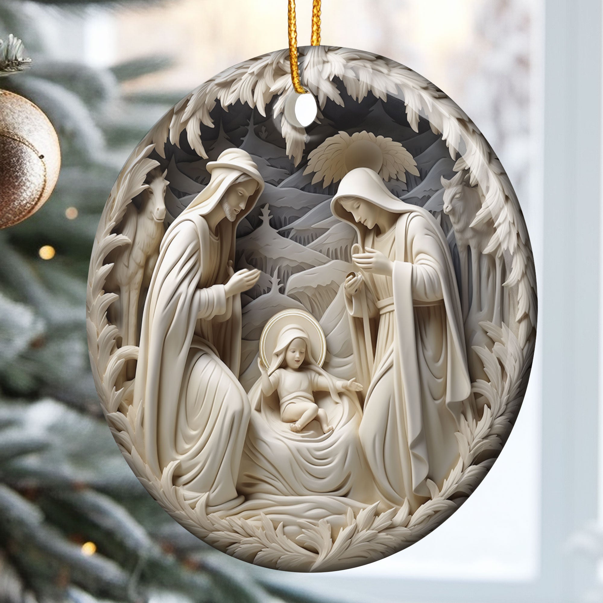 Birth Of Jesus - Personalized Ceramic Ornament