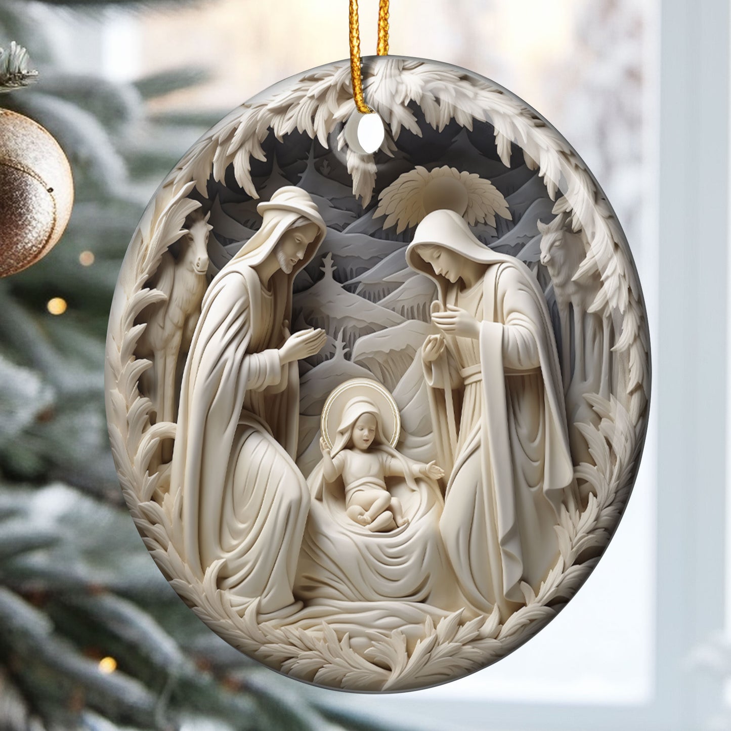Birth Of Jesus - Personalized Ceramic Ornament