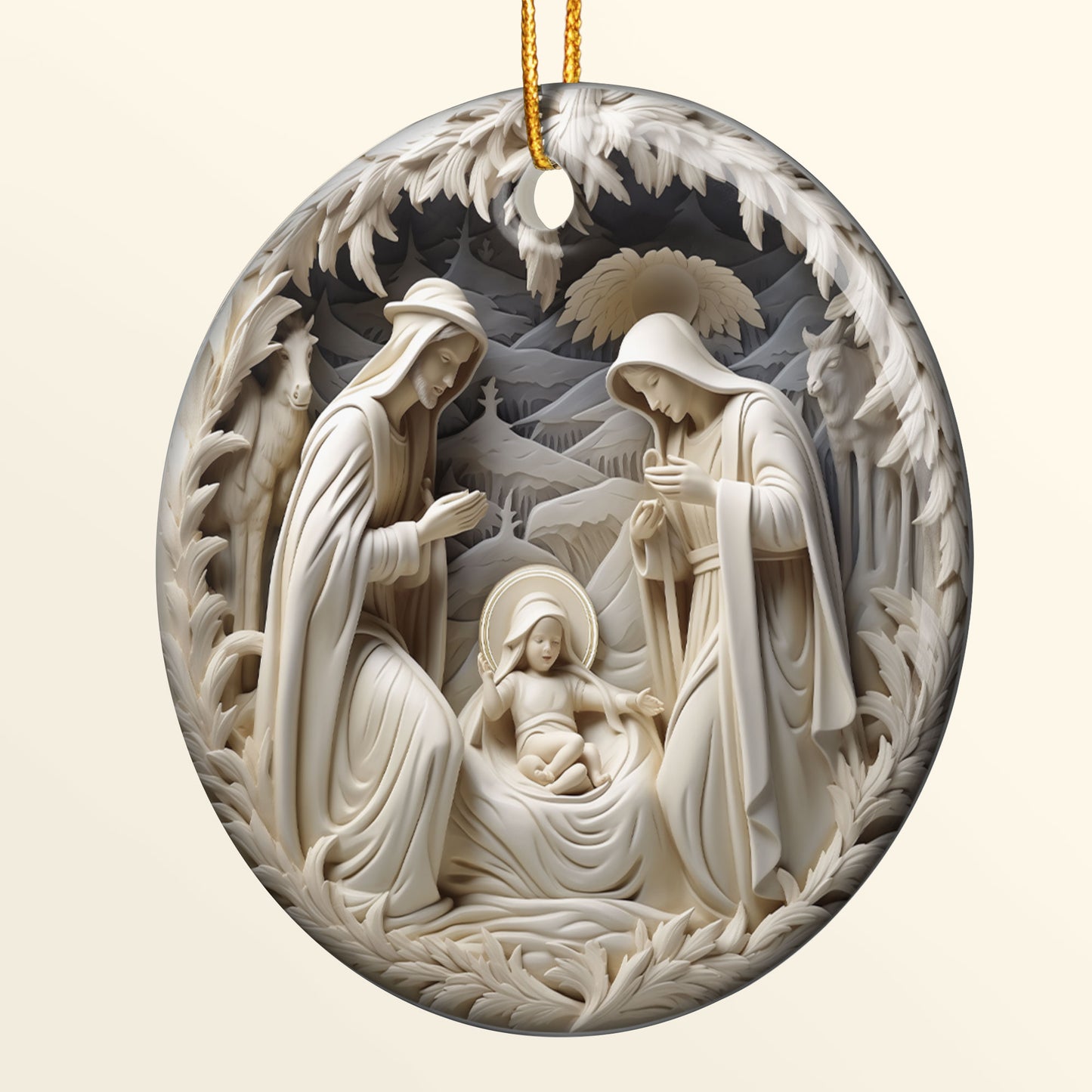 Birth Of Jesus - Personalized Ceramic Ornament