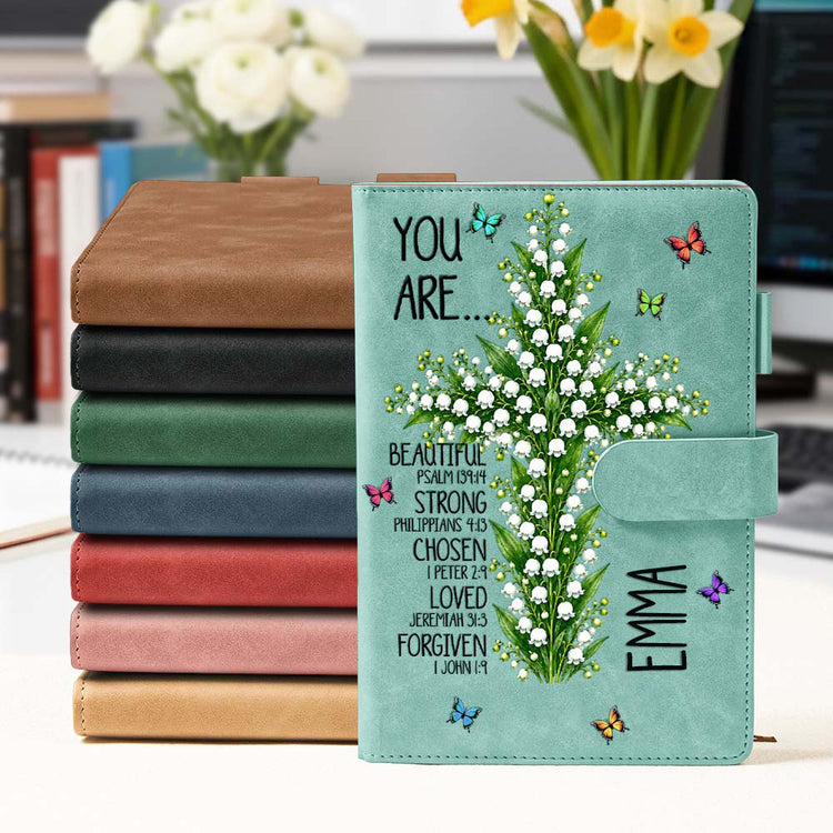 Birth-Flower-Cross-You-Are-Bible-Verse-Affirmations-Personalized-Leather-Prayer-Journal-4