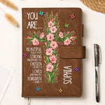 Birth-Flower-Cross-You-Are-Bible-Verse-Affirmations-Personalized-Leather-Prayer-Journal-5