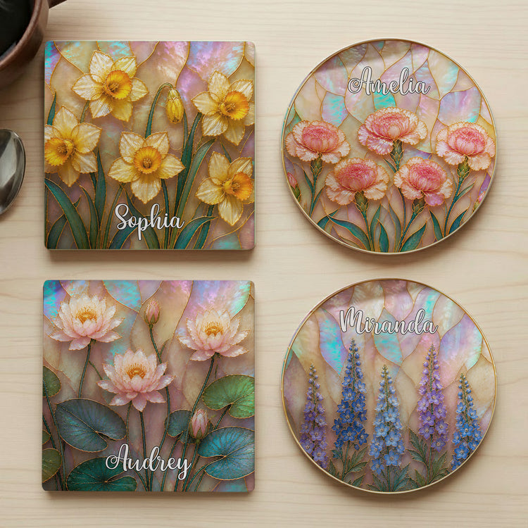 Birth-Flower-Mother-Of-Pearl-Exchange-Gifts-Gag-Gift-For-Women-Personalized-Coaster-1