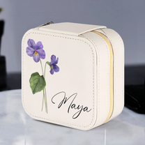 Birthday Flowers With Name - Personalized Jewelry Box