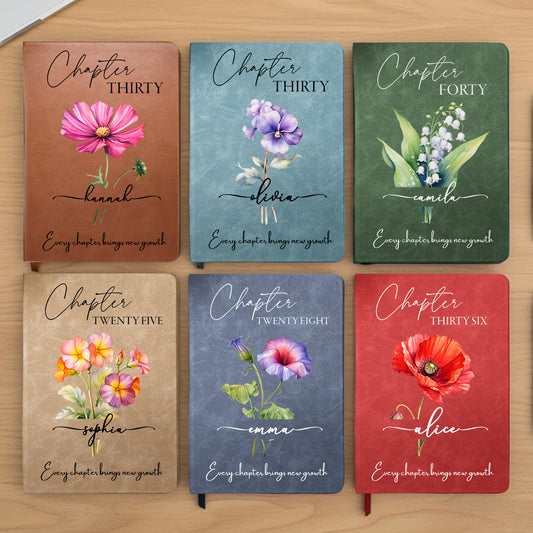 Birthday Gift For Her, Every Chapter Brings New Growth - Personalized Leather Journal