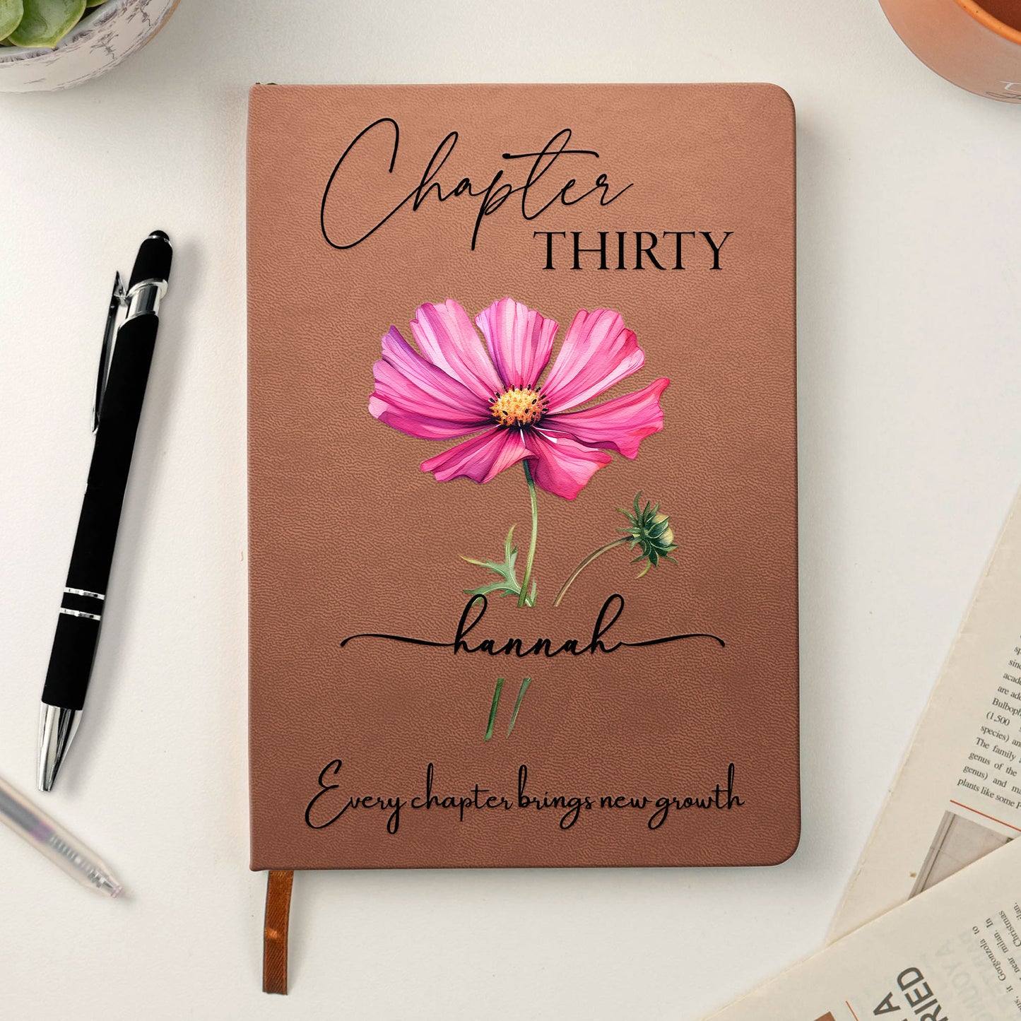 Birthday Gift For Her, Every Chapter Brings New Growth - Personalized Leather Journal