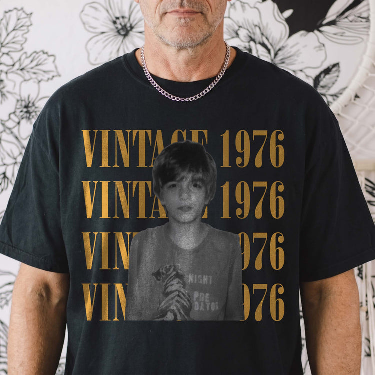 Birthday-Party-Custom-Vintage-Photo-And-Year,-Childhood-Photo,-Comfort-Tee-Personalized-Shirt-2