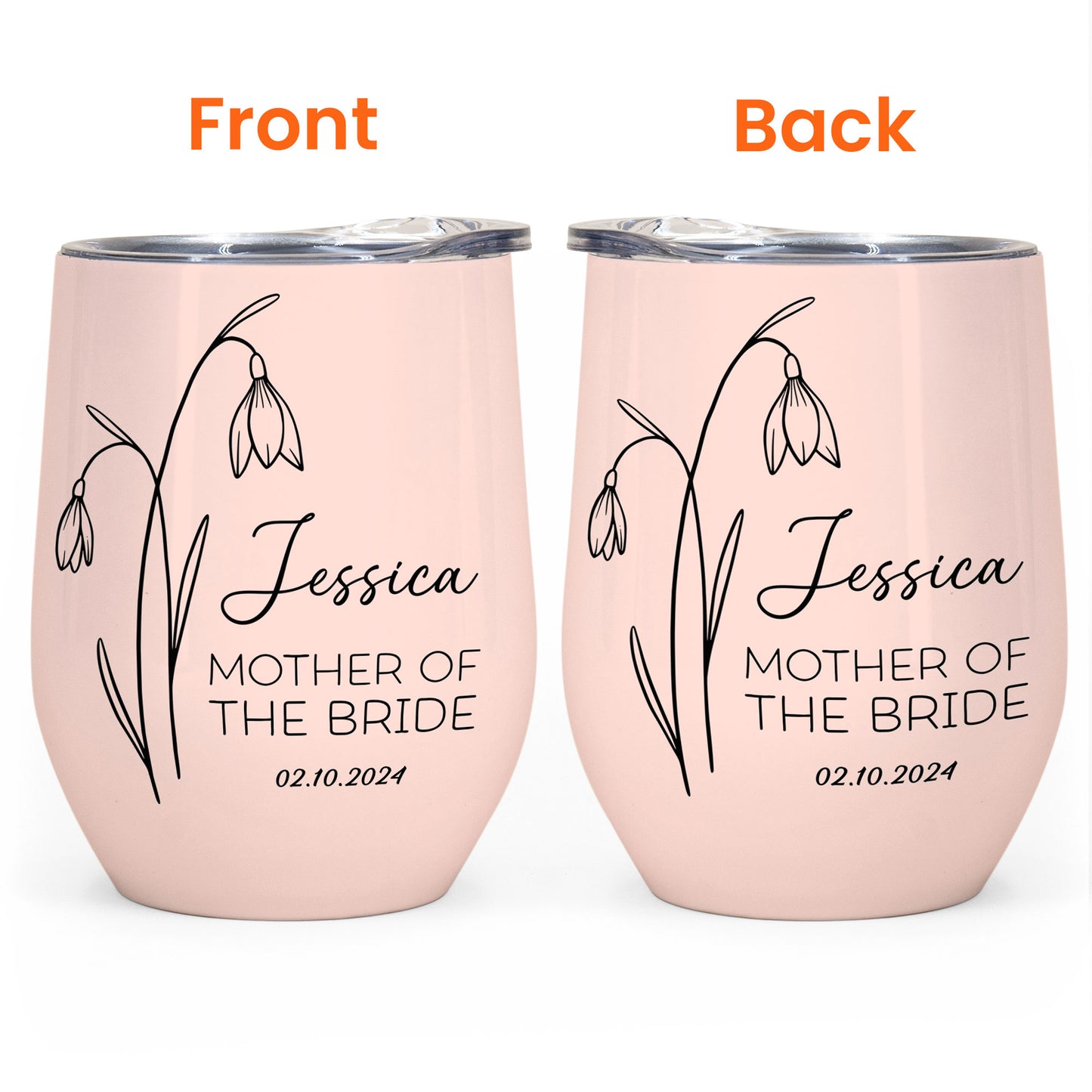 Birthflower Cup Wedding Gift For Bridesmaid Mother In Law - Personalized Wine Tumbler