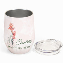 Birthflower Custom Name Birthday Gift For Mom Friend - Personalized Wine Tumbler
