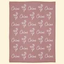 Birthflower Custom Name Birthday Gifts For Women Girls Mom - Personalized Blanket