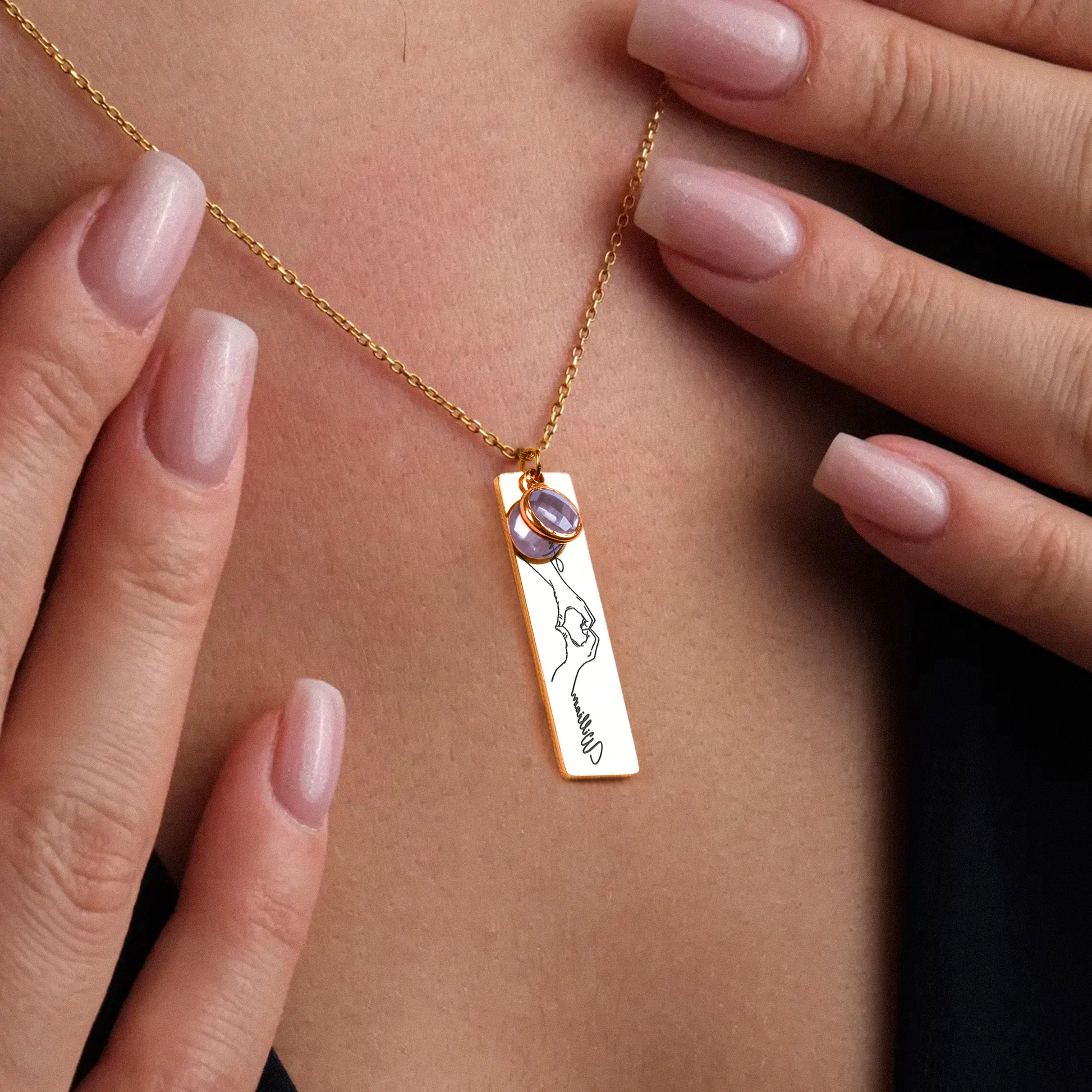 Rings, Personalized Couples Birthstone Necklace Personalized