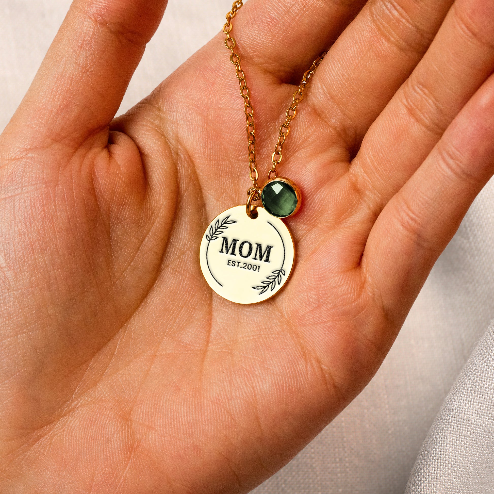 Birthstone Necklace Gift For Mom Grandma Personalized Birthstone