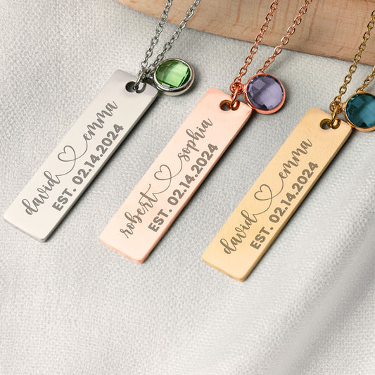 Birthstone Necklace Gift For Wife Girlfriend - Personalized Birthstone Necklace