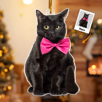 Black Cat Ornament Christmas Keepsake - Personalized Acrylic Photo Ornament