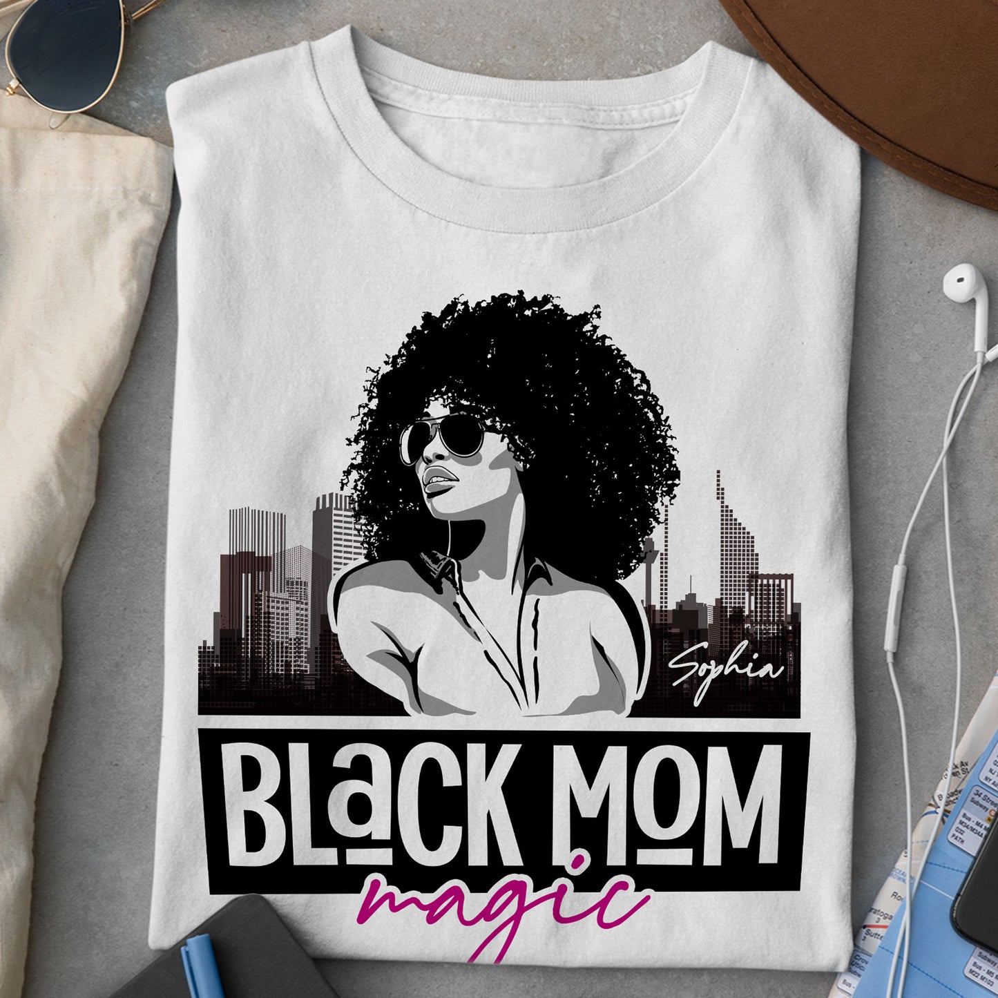 Black Mom Magic Pink - Personalized Shirt