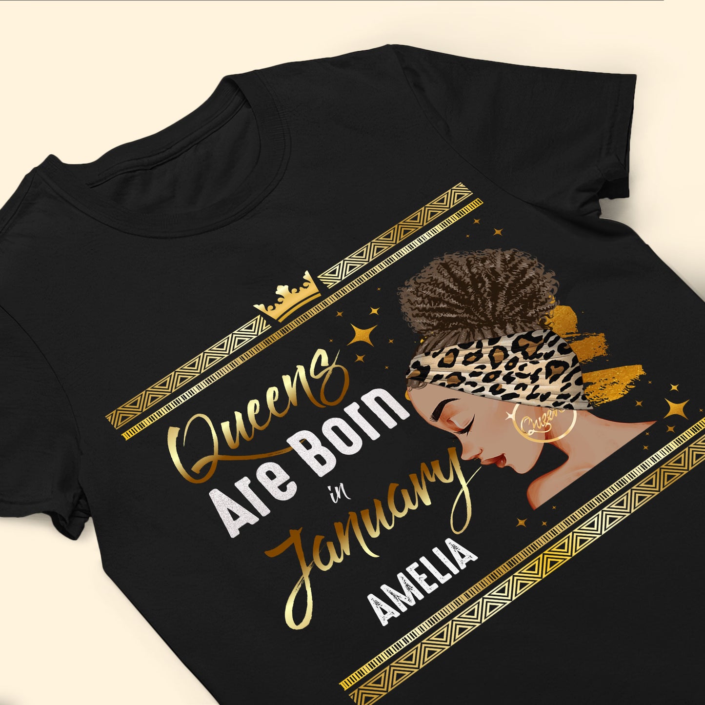 Black Women Queens Are Born In Custom Month Birthday Gift - Personalized Shirt