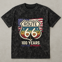 100 Years Route 66 250 Years USA - Acid Wash T‑Shirt