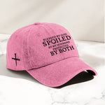 Blessed By God Spoiled By My Husband Protected By Both - Personalized Distressed Denim Cap